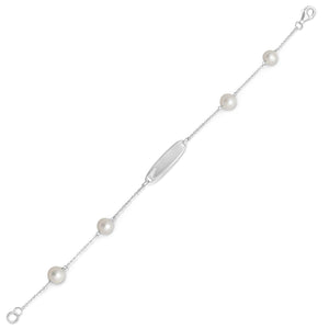 White Cultured Freshwater Pearl ID Bracelet - SoMag2