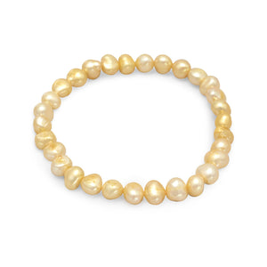 Yellow Cultured Freshwater Pearl Stretch Bracelet - SoMag2