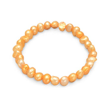 Load image into Gallery viewer, Orange Cultured Freshwater Pearl Stretch Bracelet - SoMag2