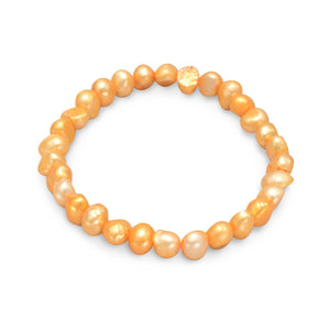 Orange Cultured Freshwater Pearl Stretch Bracelet - SoMag2