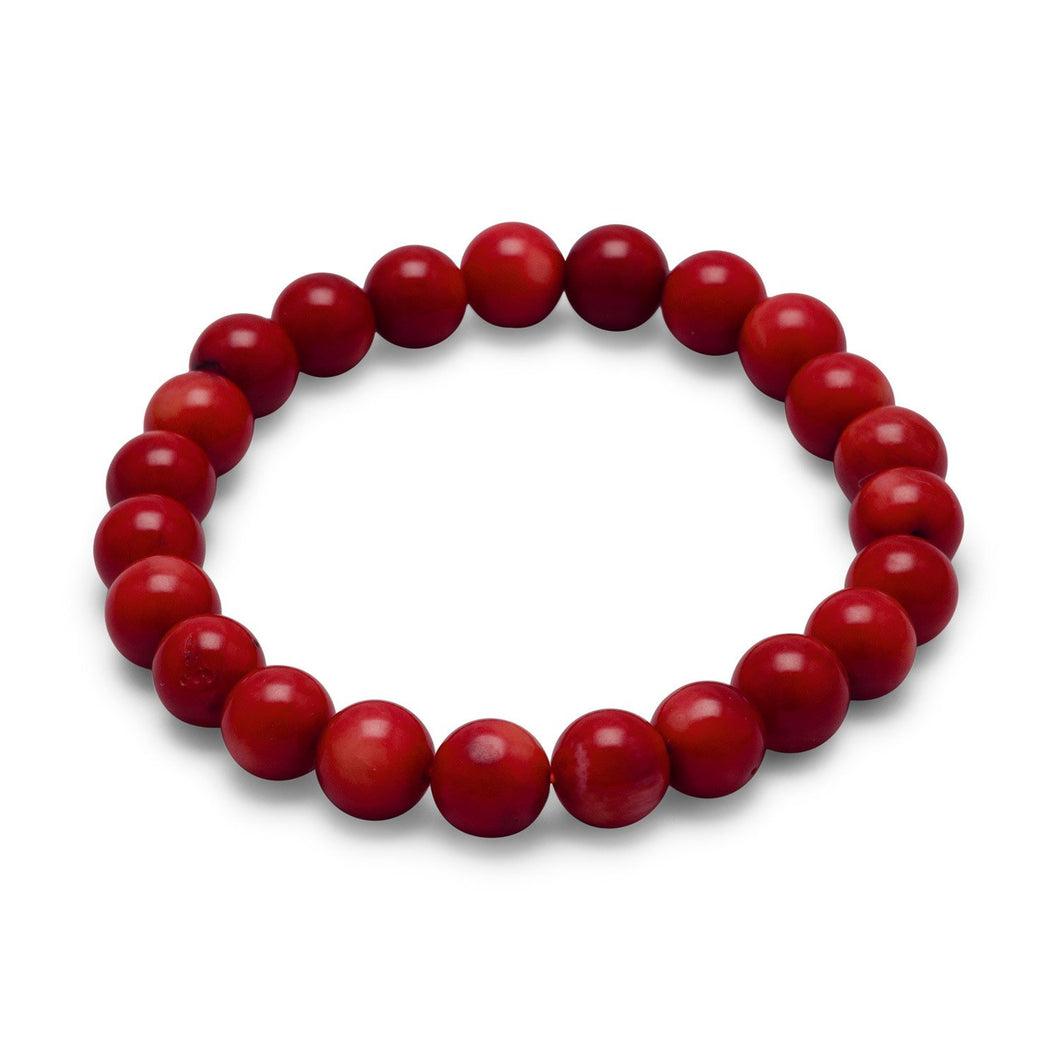 Red Coral Bead Stretch Bracelet - SoMag2