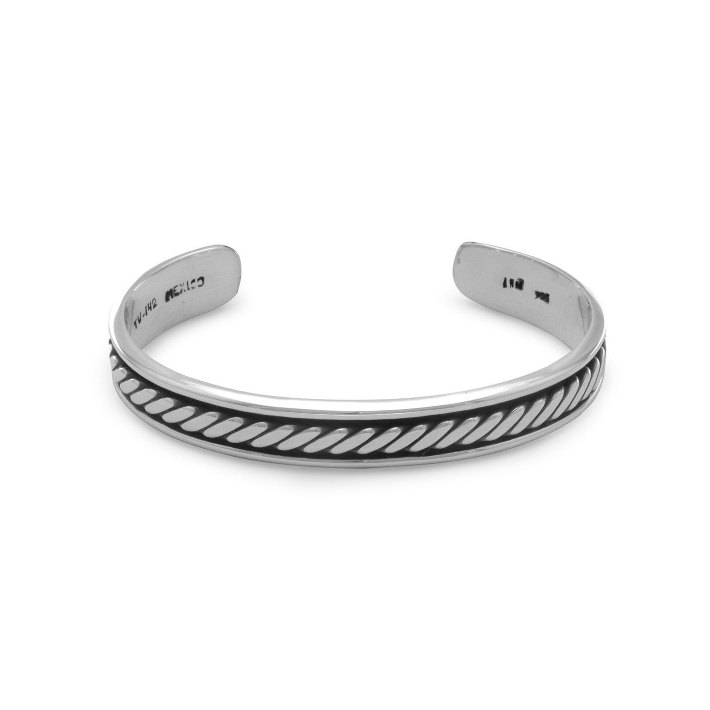 Oxidized Men's Cuff Bracelet with Rope Design - SoMag2
