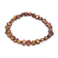Load image into Gallery viewer, Brown Cultured Freshwater Pearl Stretch Bracelet - SoMag2