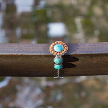 Load image into Gallery viewer, Reconstituted Turquoise and Coral Sunburst Toggle Bracelet - SoMag2