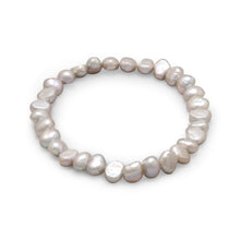 Load image into Gallery viewer, Silver Cultured Freshwater Pearl Stretch Bracelet - SoMag2