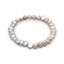 Load image into Gallery viewer, Silver Cultured Freshwater Pearl Stretch Bracelet - The Southern Magnolia Too