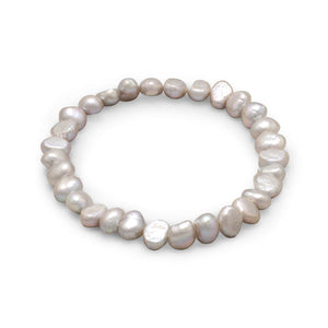 Silver Cultured Freshwater Pearl Stretch Bracelet - The Southern Magnolia Too