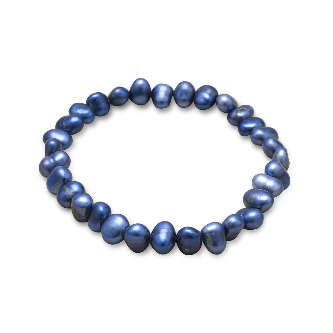Dark Blue Cultured Freshwater Pearl Stretch Bracelet - SoMag2
