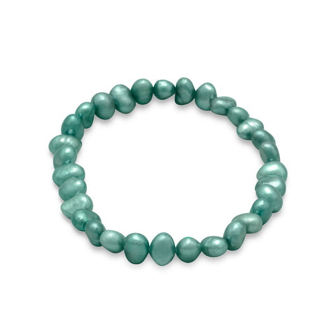 Teal Green Cultured Freshwater Pearl Stretch Bracelet - The Southern Magnolia Too