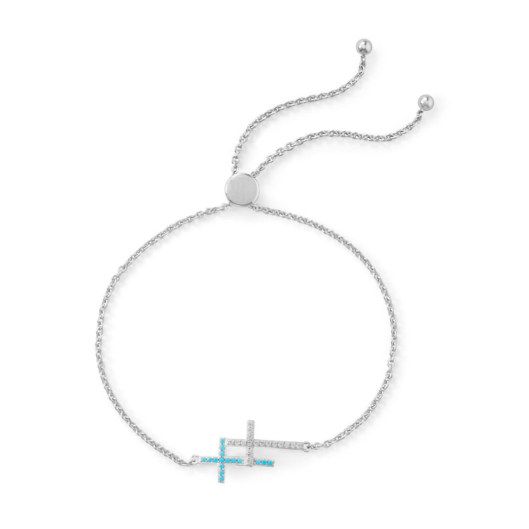 Rhodium Plated Double Cross Friendship Bolo Bracelet - SoMag2