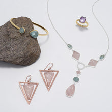 Load image into Gallery viewer, Sterling Silver Aquamarine and Rose Quartz Drop Necklace - SoMag2