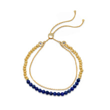 Load image into Gallery viewer, Gold Plated Double Strand Lapis Bolo Bracelet - SoMag2