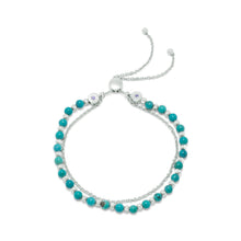 Load image into Gallery viewer, Rhodium Plated Double Strand Reconstituted Turquoise Bolo Bracelet - SoMag2