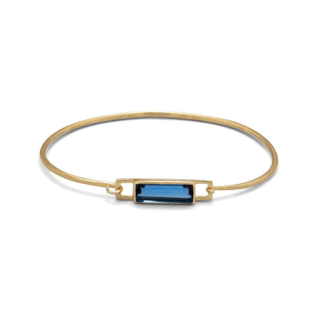 Gold Plated Blue Hydro Glass Squeeze Release Bangle - SoMag2