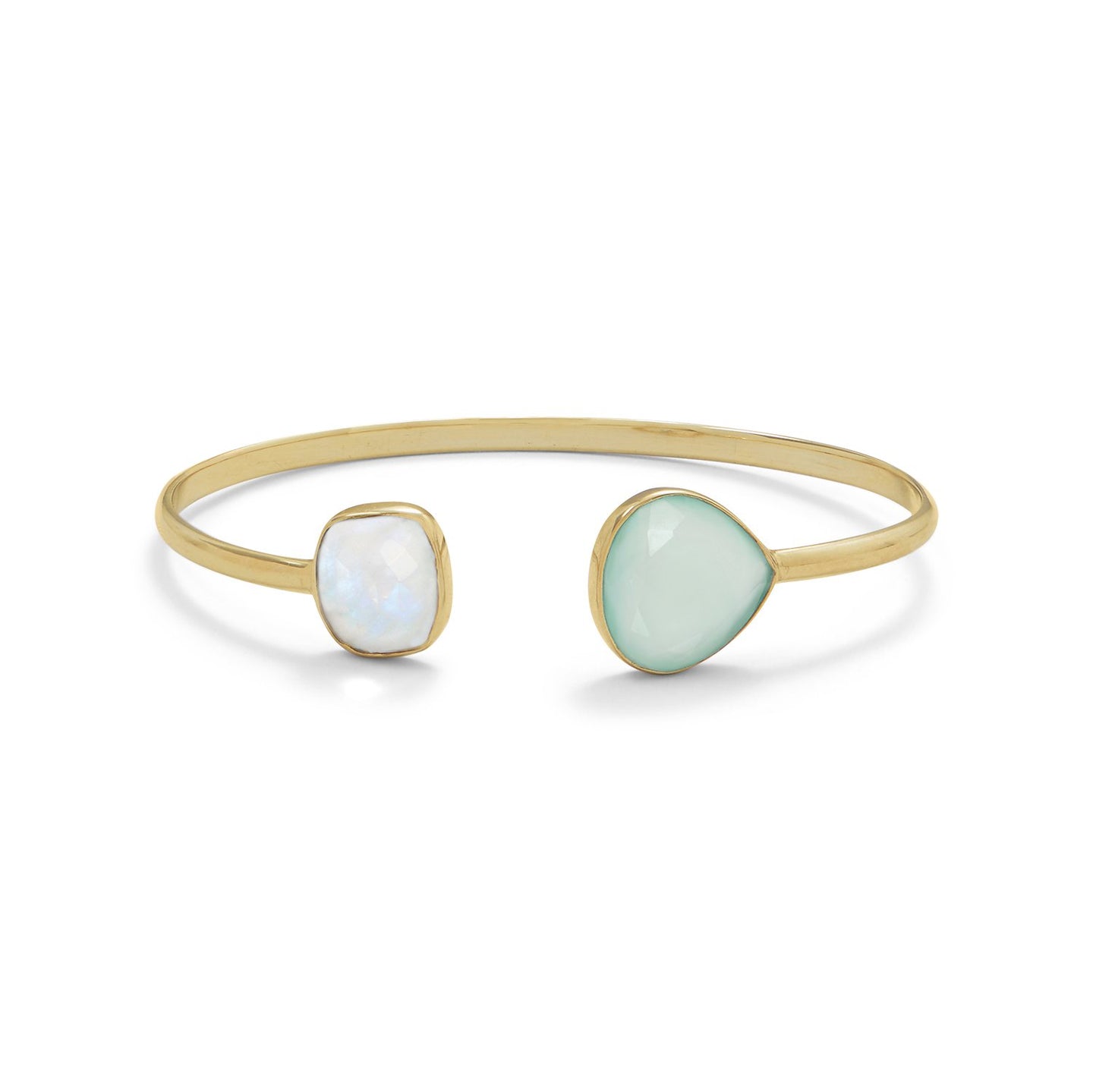 Rainbow Moonstone and Green Chalcedony Split Bangle - SoMag2