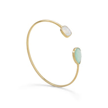 Load image into Gallery viewer, Rainbow Moonstone and Green Chalcedony Split Bangle - SoMag2