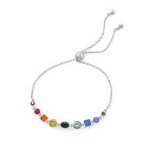 Load image into Gallery viewer, Rhodium Plated Crystal Rainbow Bolo Bracelet - SoMag2