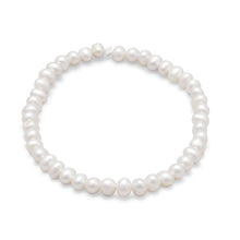 Load image into Gallery viewer, White Cultured Freshwater Pearl Stretch Bracelet - SoMag2