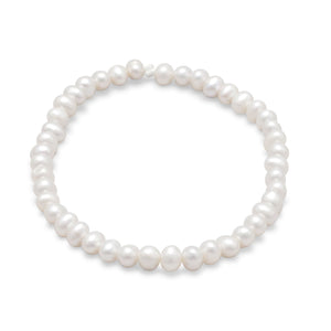White Cultured Freshwater Pearl Stretch Bracelet - SoMag2