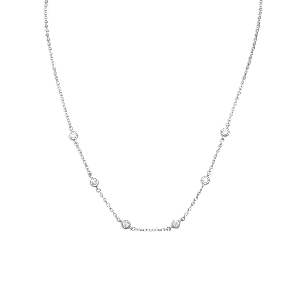 Rhodium Plated Bezel Set CZ Necklace - SoMag2