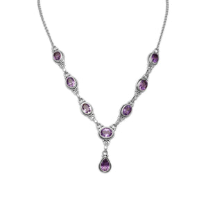 Extension Oval and Pear Shape Amethyst Necklace - SoMag2
