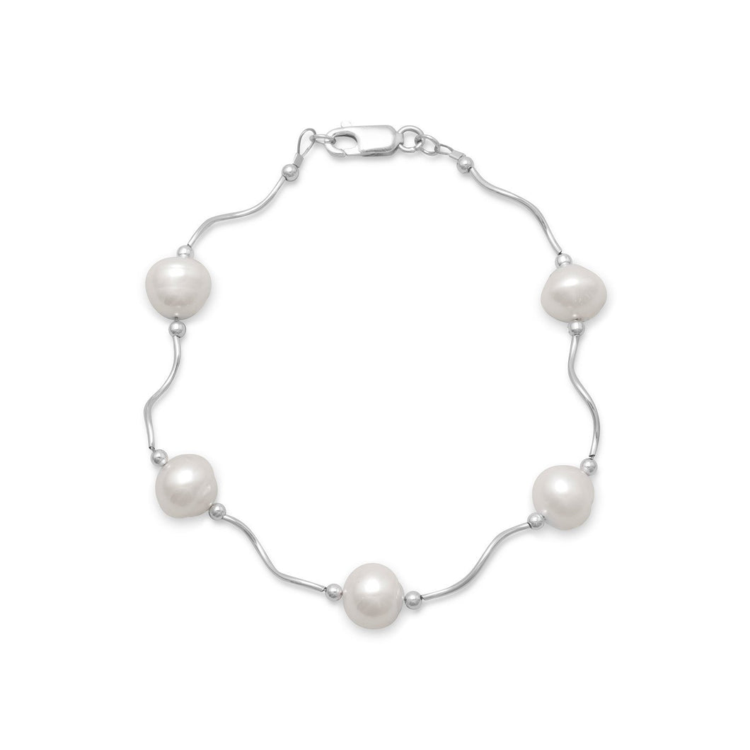 Wave Design Bracelet with Cultured Freshwater Pearls - SoMag2