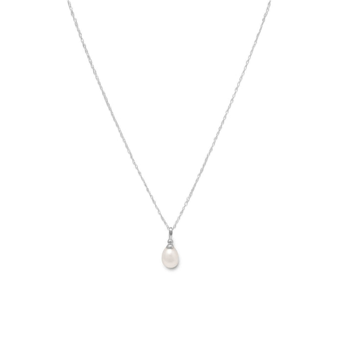 Rhodium Plated Cultured Freshwater Pearl Drop Necklace - SoMag2