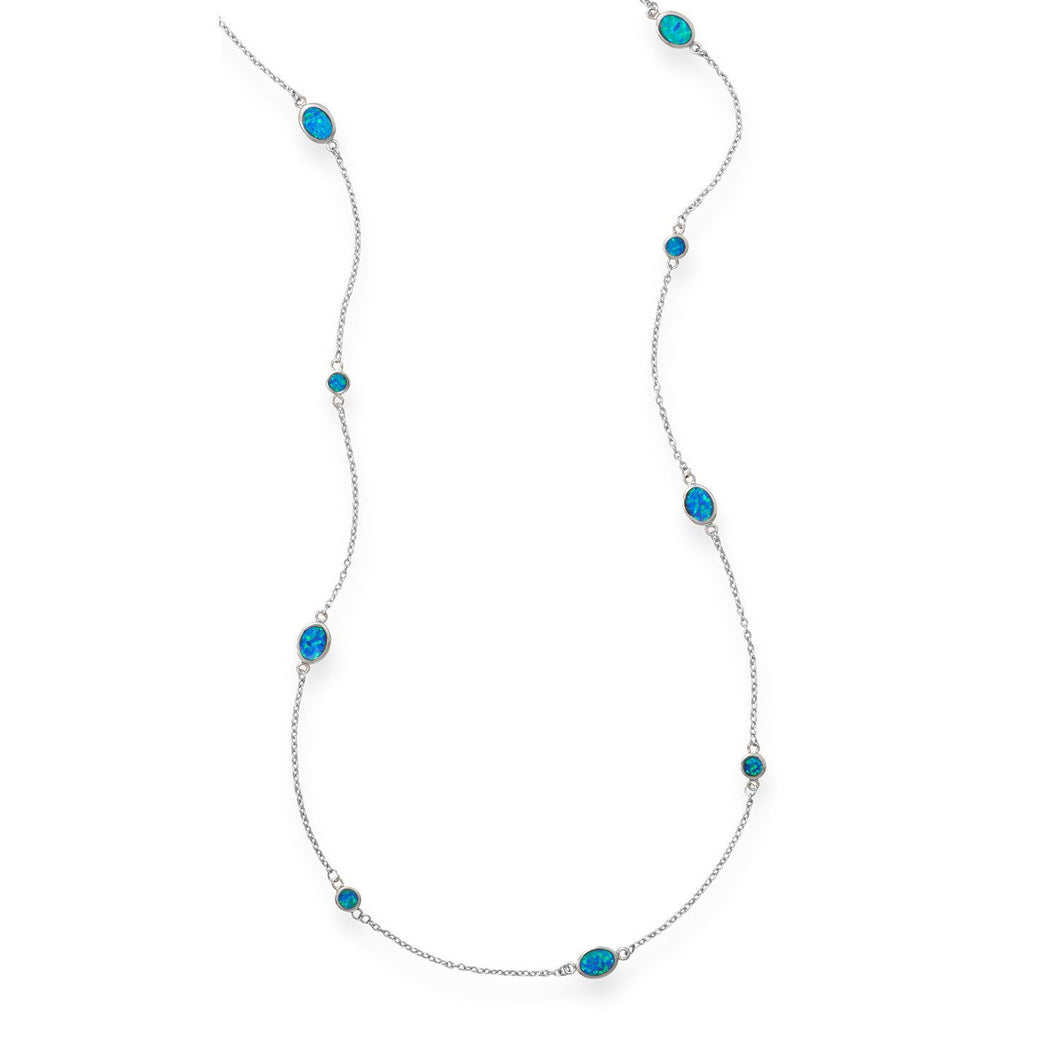 Silver Multi-shaped Synthetic Blue Opal Necklace - SoMag2