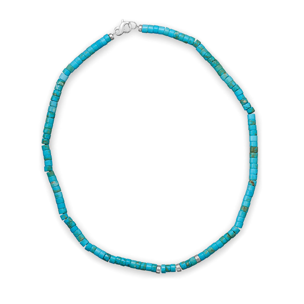 Reconstituted Turquoise Heshi Bead Necklace - SoMag2