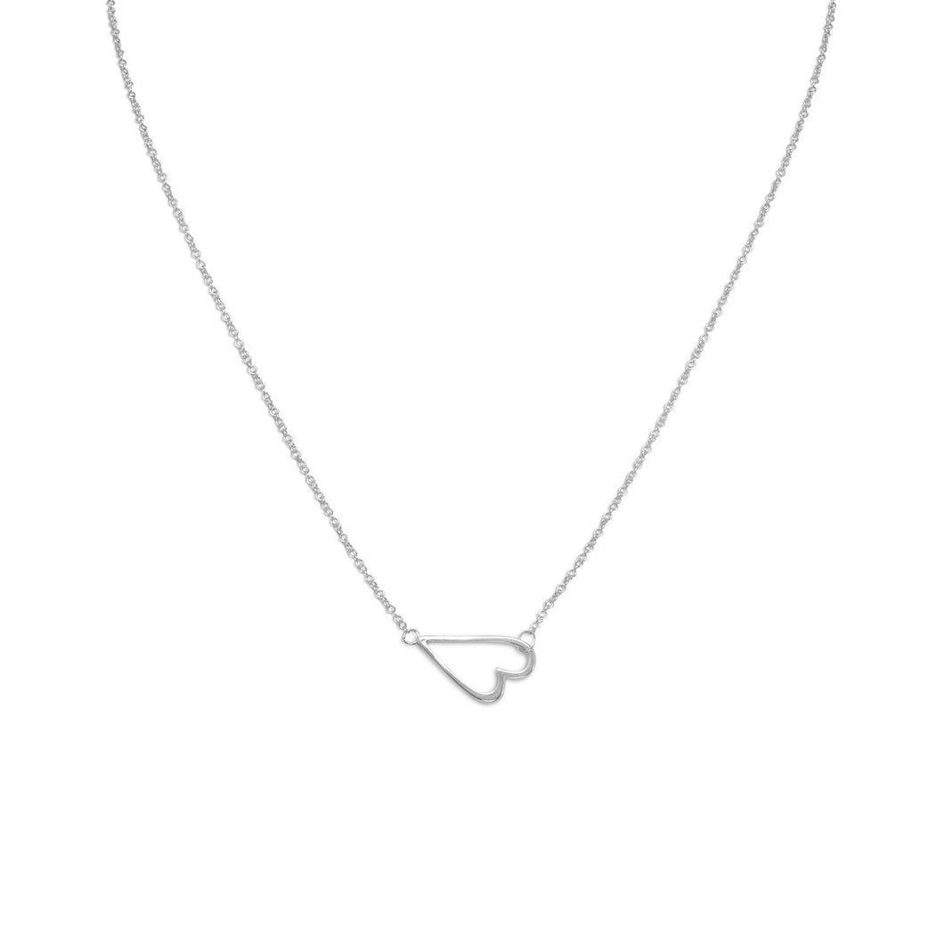 Rhodium Plated Sideways Heart Necklace - SoMag2