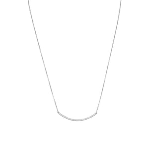 Rhodium Plated Curved CZ Bar Necklace - SoMag2
