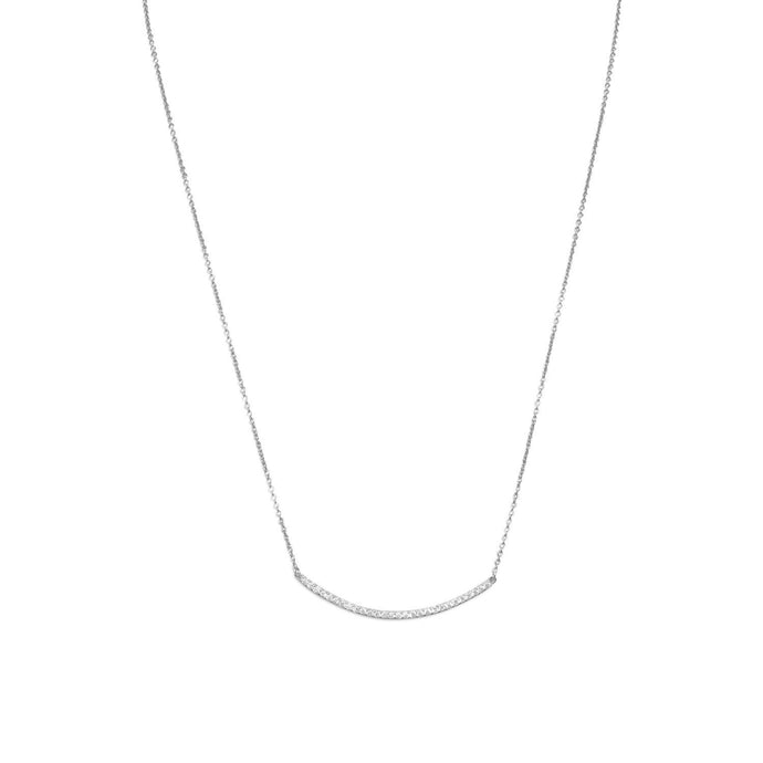 Rhodium Plated Curved CZ Bar Necklace - SoMag2