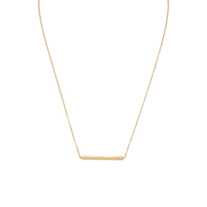 Gold Plated Bar Necklace with CZ - SoMag2