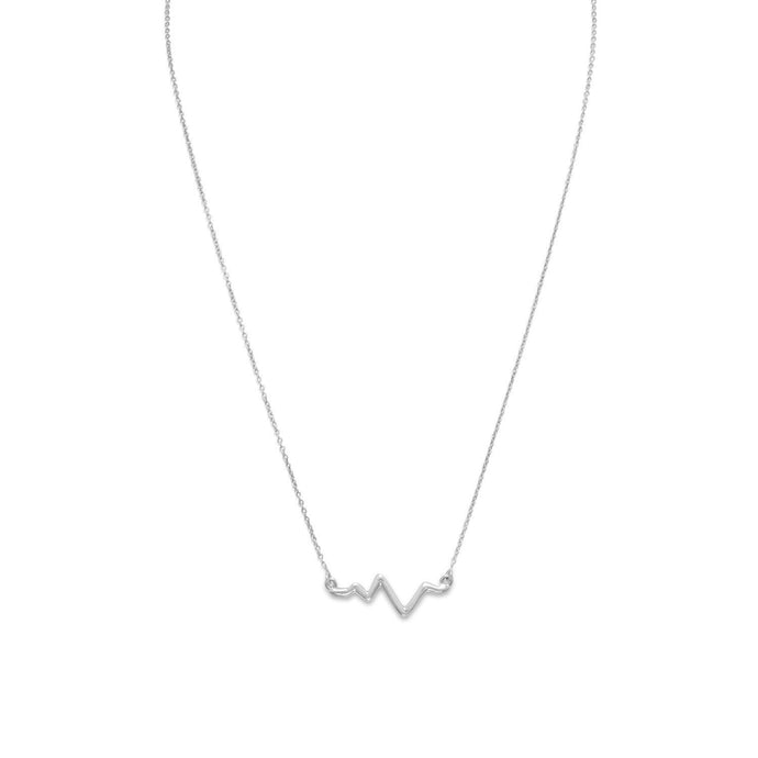 Rhodium Plated Heartbeat Necklace - SoMag2