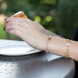 Gold Plated Double Strand Tanzanite and Citrine Bracelet - SoMag2