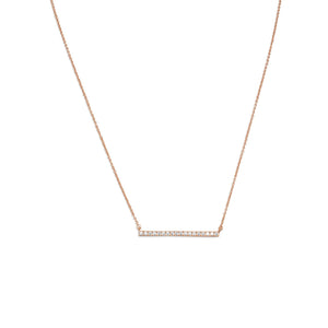 Rose Gold Plated CZ Bar Necklace - SoMag2