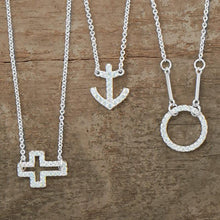 Load image into Gallery viewer, Delicate Sideways Cross Necklace with CZs - SoMag2