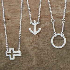 Delicate Sideways Cross Necklace with CZs - SoMag2
