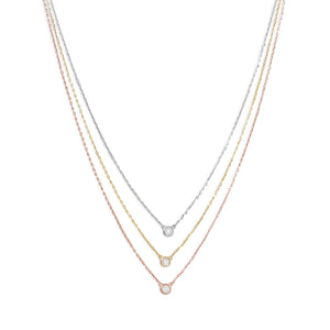 Graduated Tri Tone Necklace with CZs - SoMag2