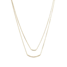 Load image into Gallery viewer, Gold Plated Double Strand Curved CZ Bar Necklace - SoMag2