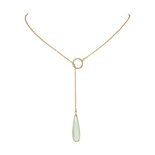 Load image into Gallery viewer, Gold Plated Lariat Necklace with Chalcedony Drop - SoMag2