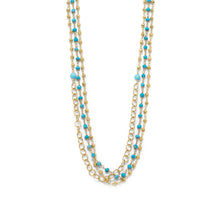 Load image into Gallery viewer, Triple Strand 14 Karat Gold Plated Multistone Necklace - SoMag2