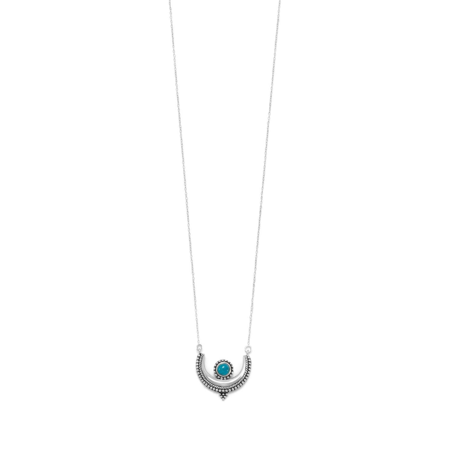 Oxidized Turquoise Crescent Necklace - SoMag2
