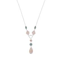 Load image into Gallery viewer, Sterling Silver Aquamarine and Rose Quartz Drop Necklace - SoMag2
