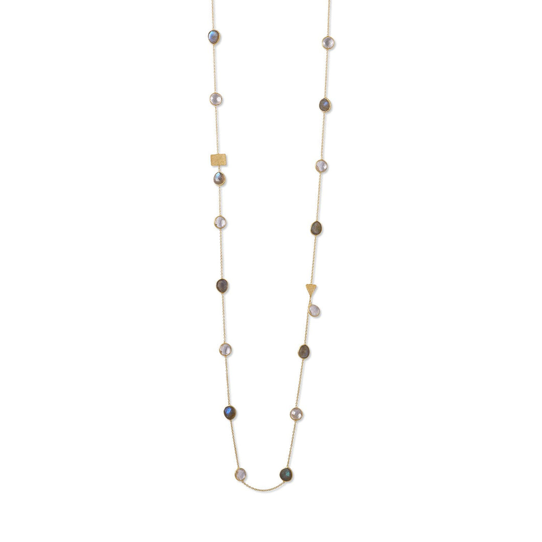 Gold Plated Labradorite and Clear Quartz Endless Necklace - SoMag2