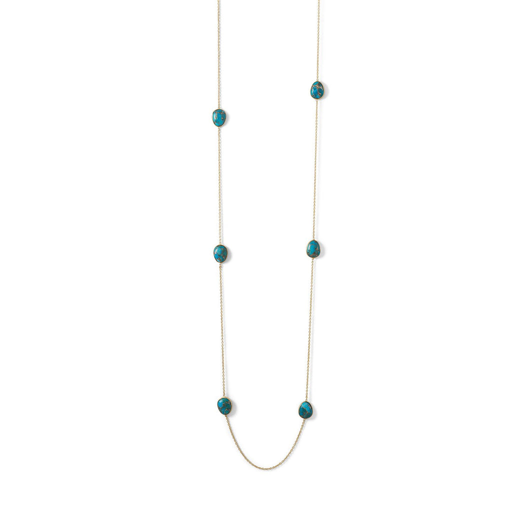 Gold Plated Turquoise Stone Endless Necklace - SoMag2