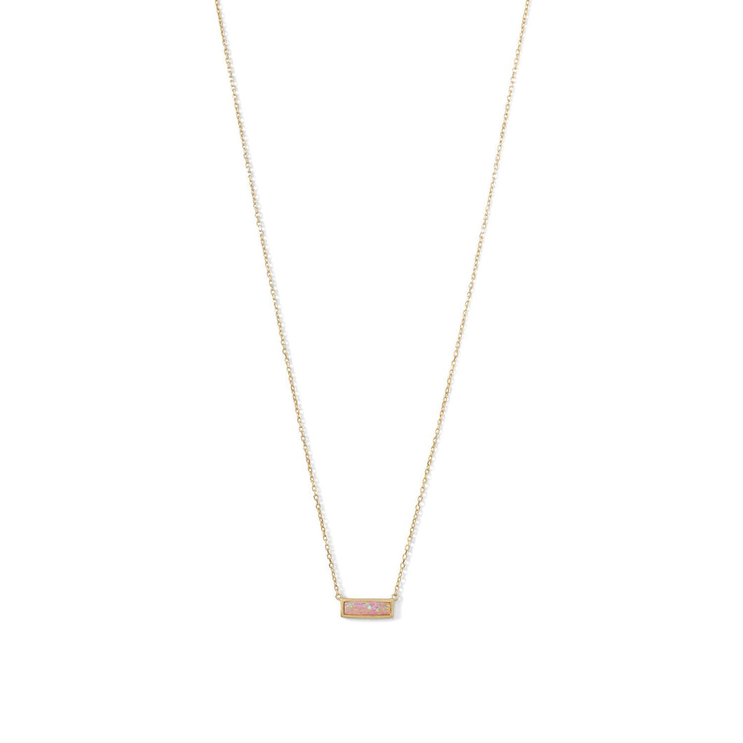 Mini Synthetic Pink Opal Bar Necklace - SoMag2
