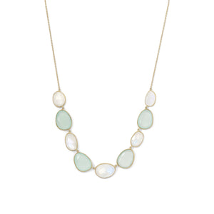 Rainbow Moonstone and Green Chalcedony Necklace - SoMag2