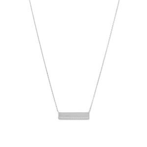 Rhodium Plated CZ Polished Bar Necklace - SoMag2