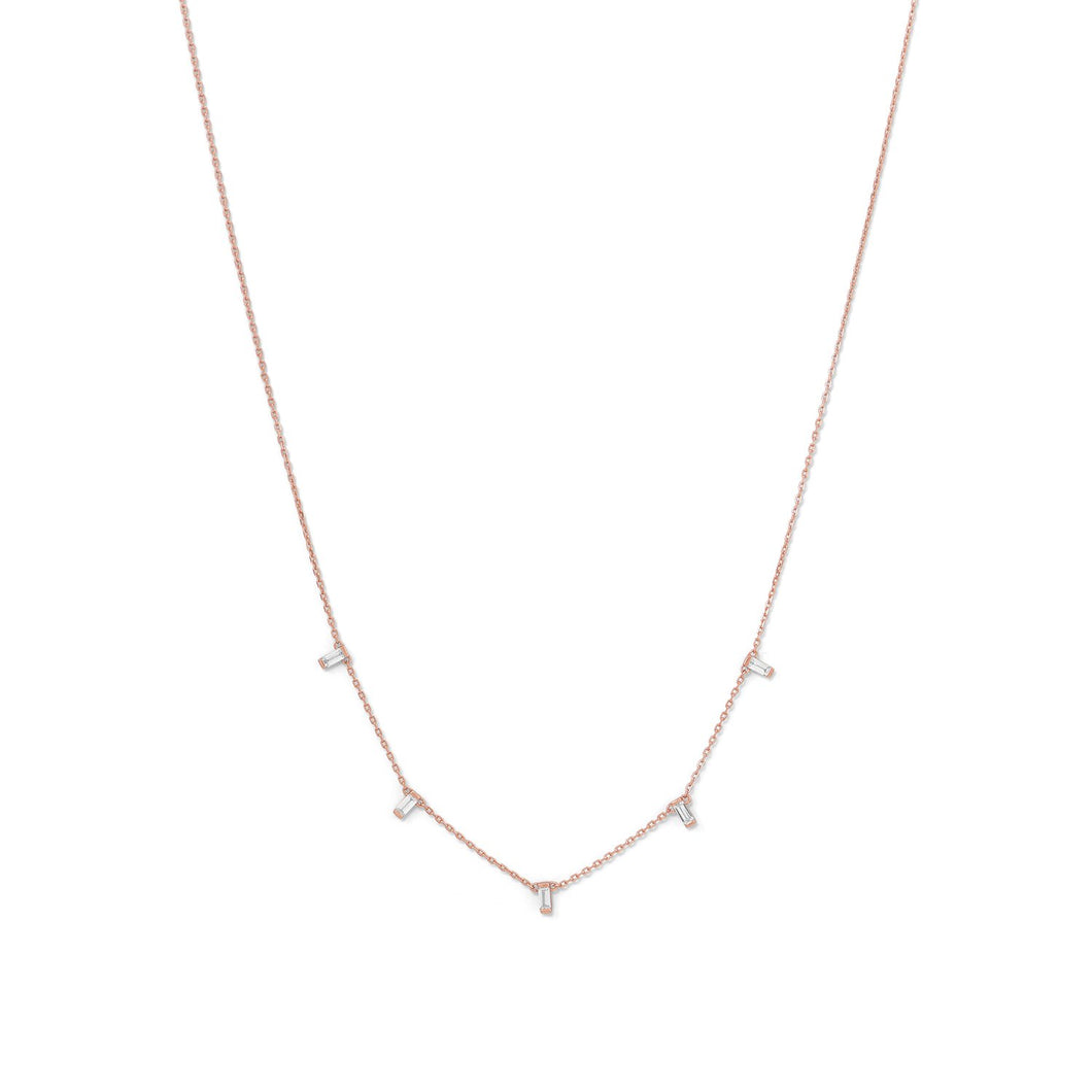 Rose Gold Plated Dangling CZ Necklace - SoMag2
